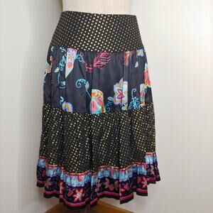 Trina Turk Tiered Paisley Silk Blend Skirt, 8